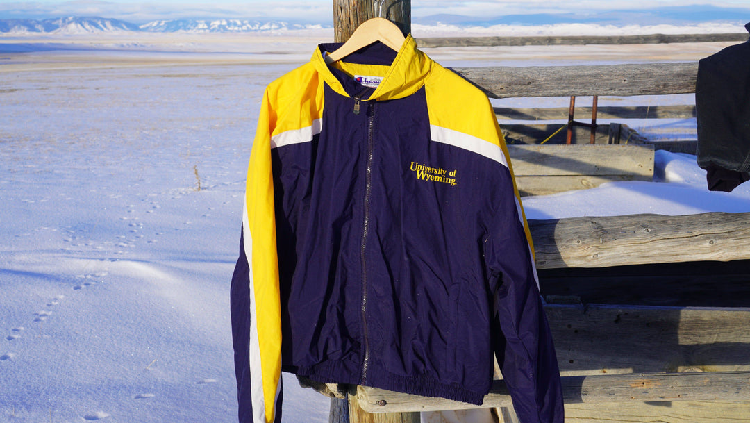 Mid 90s University Of Wyoming Champion Wind Breaker - West Block Vintage