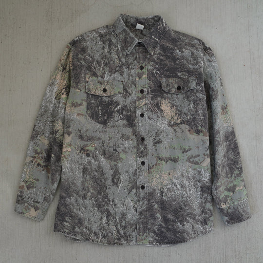 1990s Field Wear Wyoming Sage Brush Camo Shirt – heavy cotton vintage apparel from the Vintage Wyoming Gear Collection at West Block Vintage.