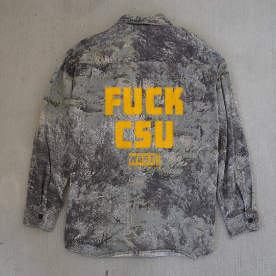 1990s Field Wear Wyoming Sage Brush Camo Shirt – heavy cotton vintage apparel from the Vintage Wyoming Gear Collection at West Block Vintage.