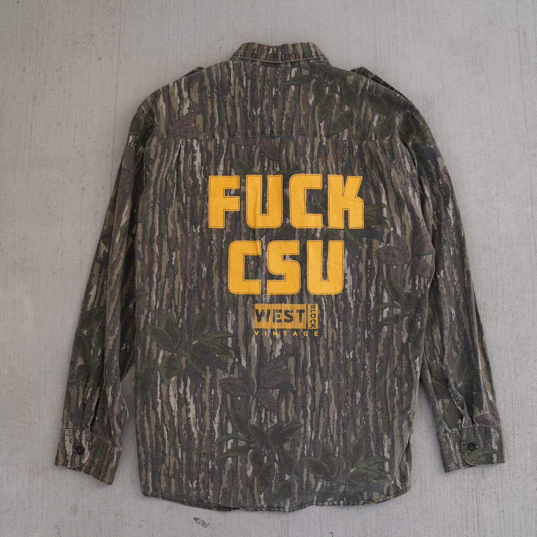 1990s Walls RealTree camo field shirt – lightweight cotton vintage apparel from the Vintage Wyoming Gear Collection at West Block Vintage.