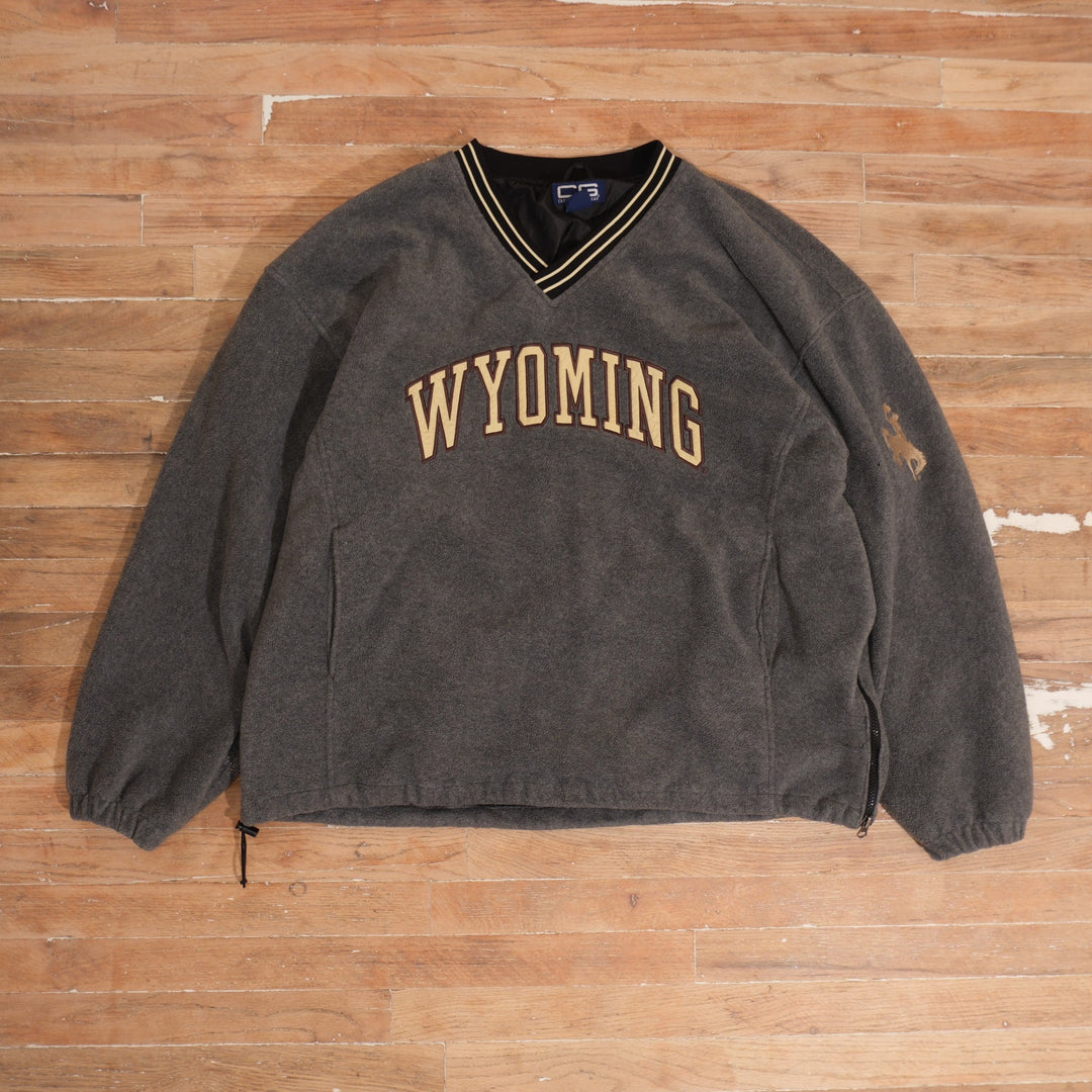 Y2K Y2K Wyoming Cowboys Gray Fleece Lined Windbreaker, front view