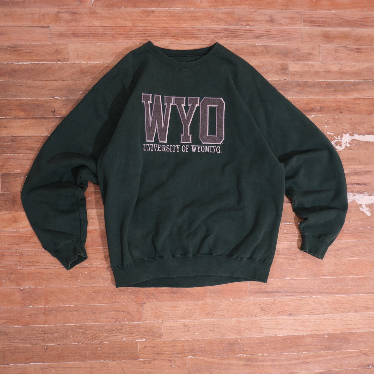 1990s 90s JanSport Wyoming WYO Forest Green Embroidered Crewneck, front view