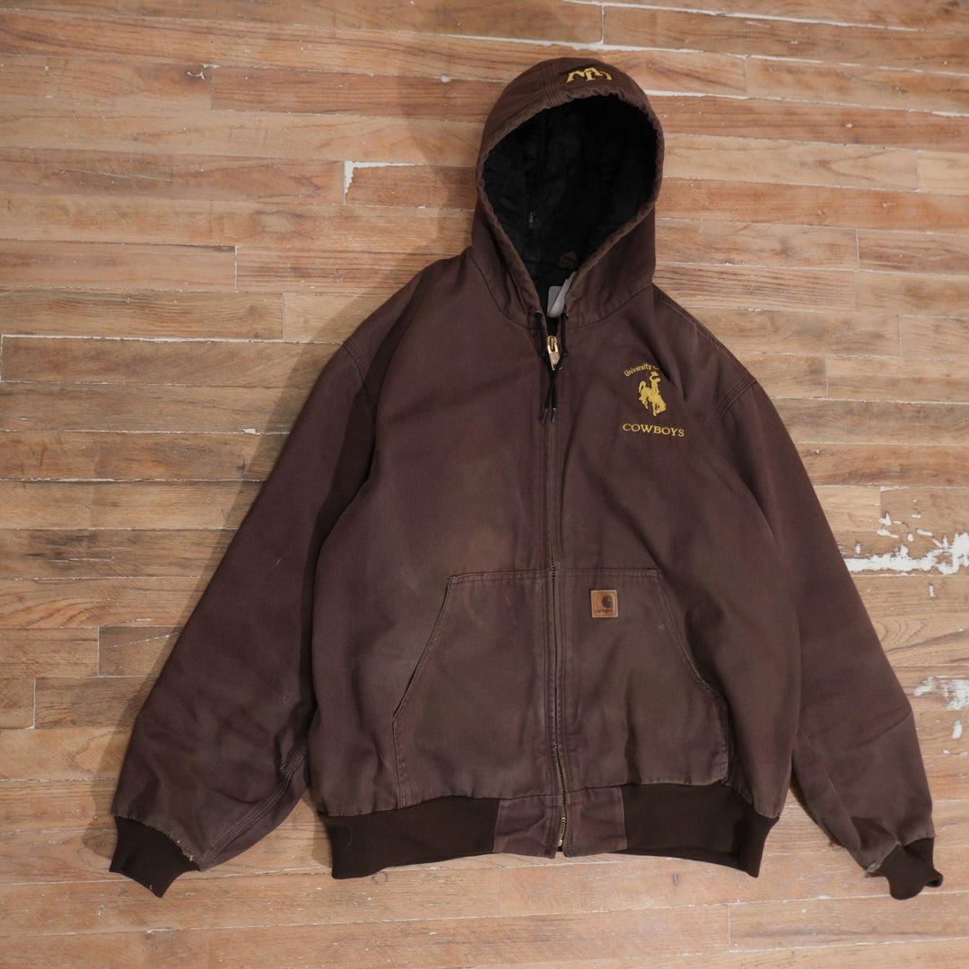 Mid-2000s Mid 2000s Carhartt Wyoming Cowboys Thrashed Hooded Jacket, front view