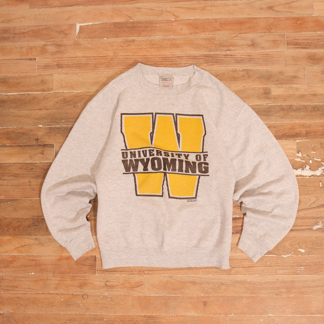 1980s 80s Oneita Wyoming Oversized W Graphic Crewneck, front view