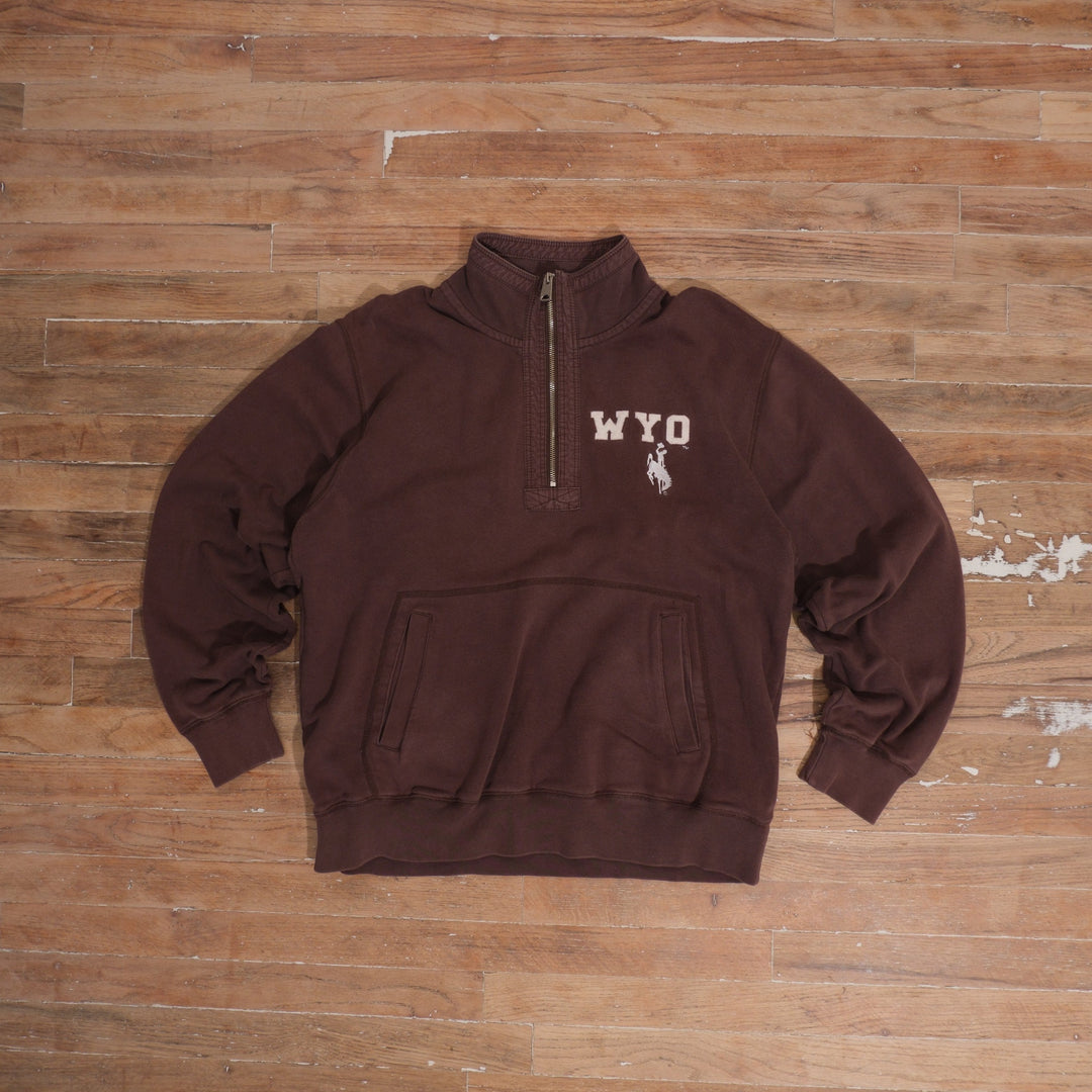 Mid-2000s 2000s Wyoming Cowboys WYO Quarter Zip Pullover, full garment front view