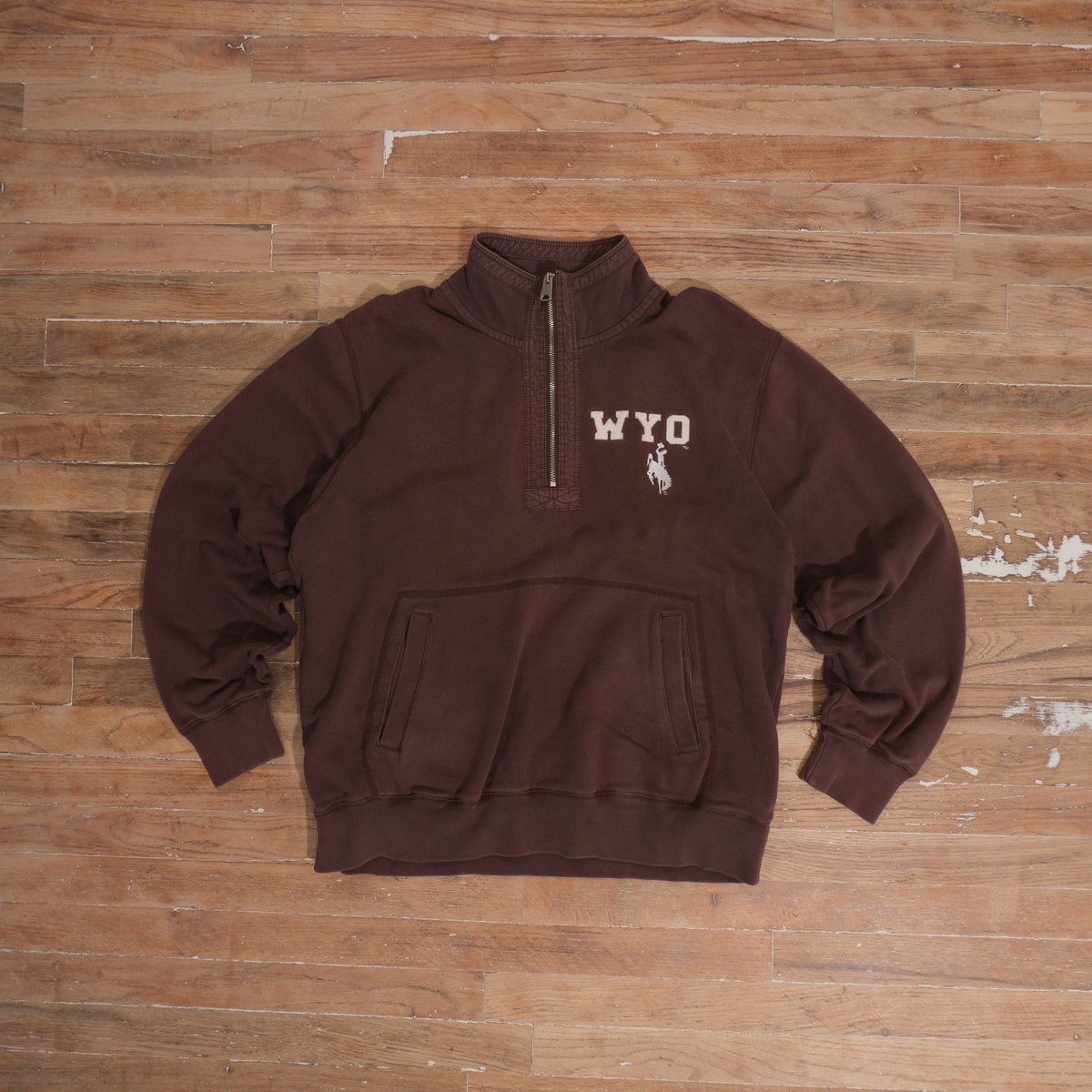 Mid-2000s 2000s Wyoming Cowboys WYO Quarter Zip Pullover, full garment front view