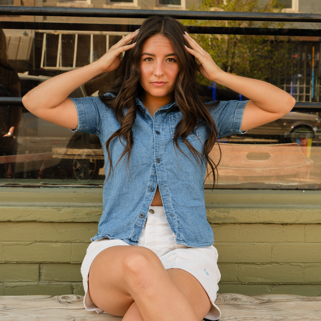 Y2K Gap Denim Button-Up Top
