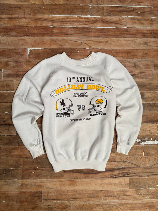 1987 Wyoming Cowboys Holiday Bowl Puff Print Crewneck