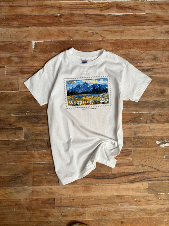1989 Wyoming 25¢ Stamp T-Shirt NOS