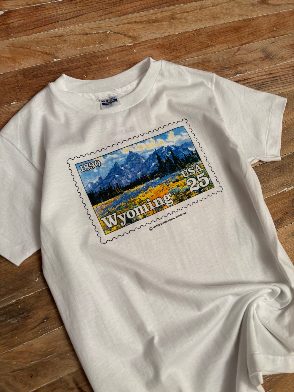 1989 Wyoming 25¢ Stamp T-Shirt NOS