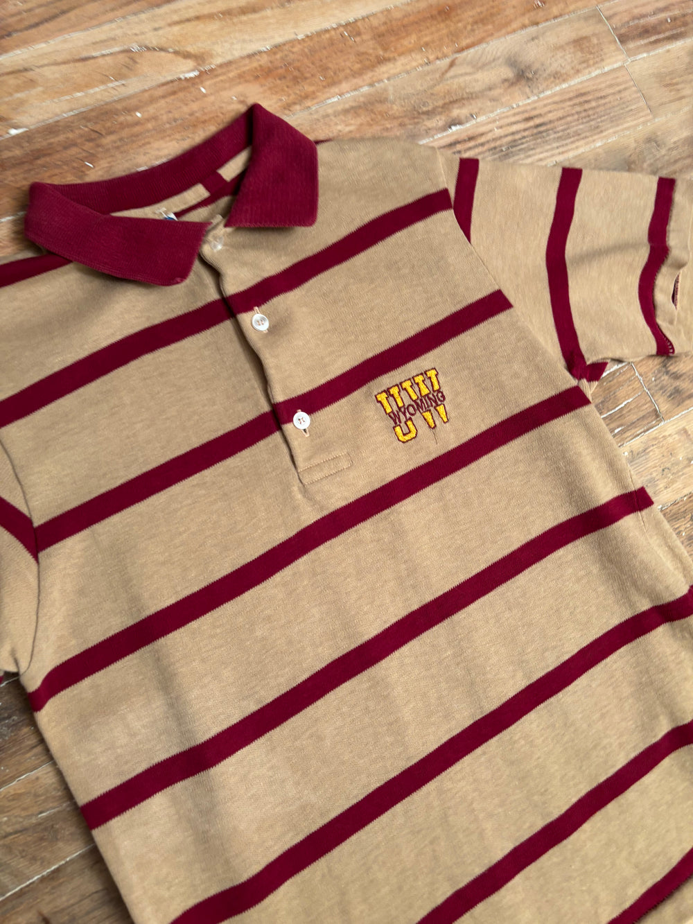 80s University of Wyoming Striped Embroidered Polo