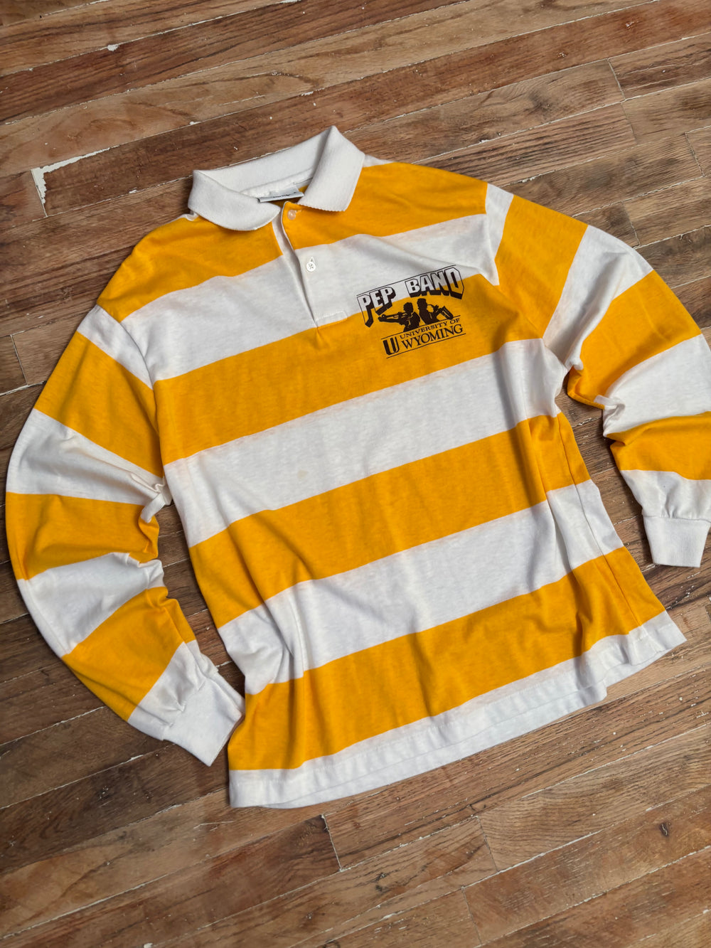1980s University of Wyoming Pep Band Striped Rugby Shirt