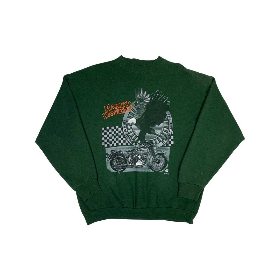90s Harley Davison Sweatshirt - Green - West Block Vintage